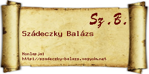Szádeczky Balázs névjegykártya